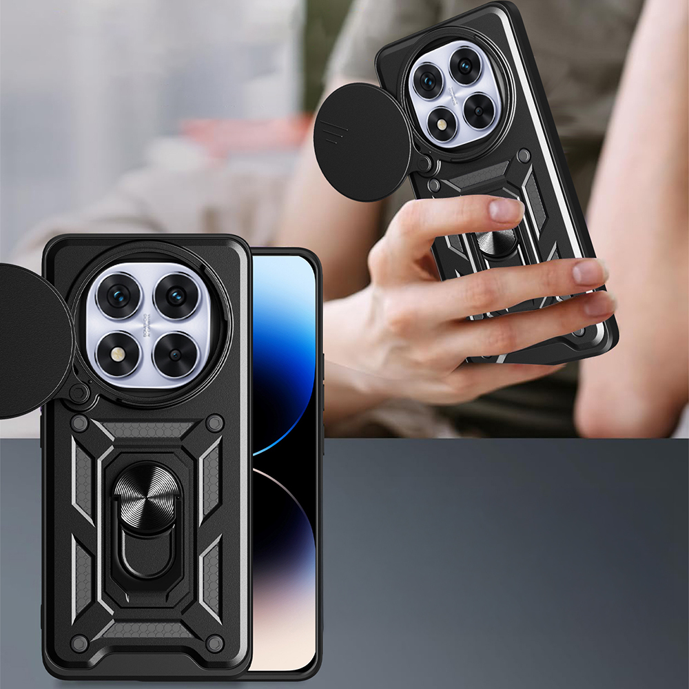 Xiaomi Redmi Note 14 Pro Plus Uyumlu Kılıf Magnetik Standlı Kamera Korumalı Zore Sürgülü Vega Kapak