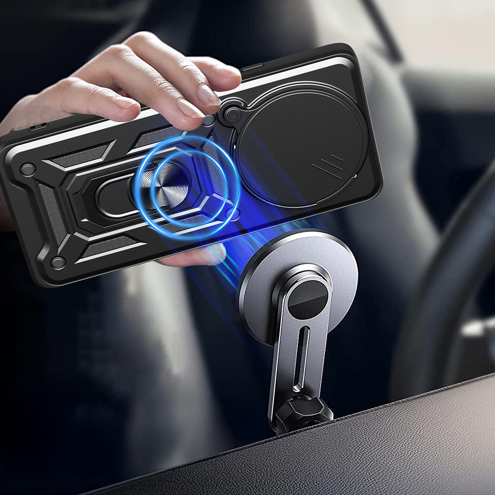 Xiaomi Redmi Note 14 Pro Plus Uyumlu Kılıf Magnetik Standlı Kamera Korumalı Zore Sürgülü Vega Kapak