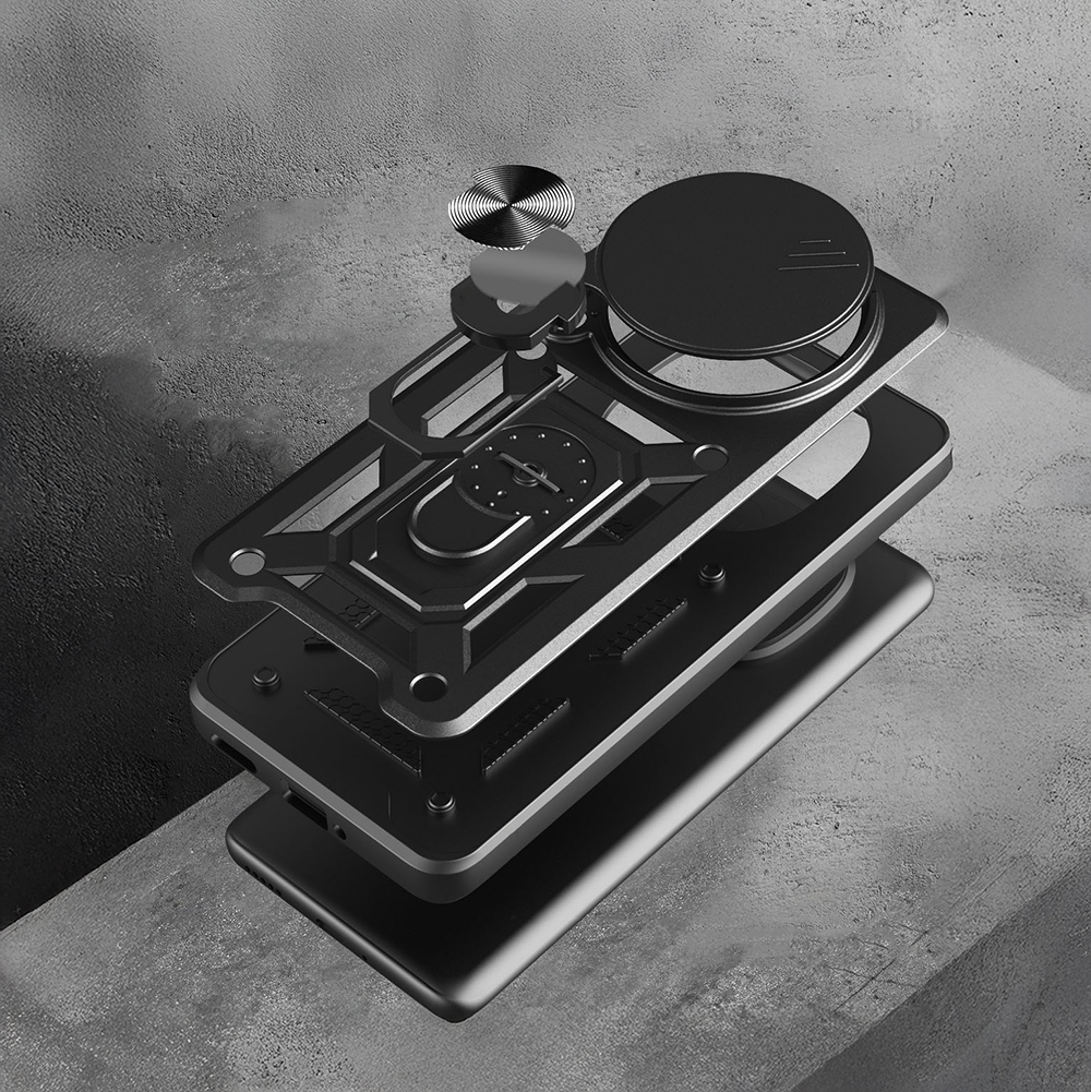 Xiaomi Redmi Note 14 Pro Plus Uyumlu Kılıf Magnetik Standlı Kamera Korumalı Zore Sürgülü Vega Kapak