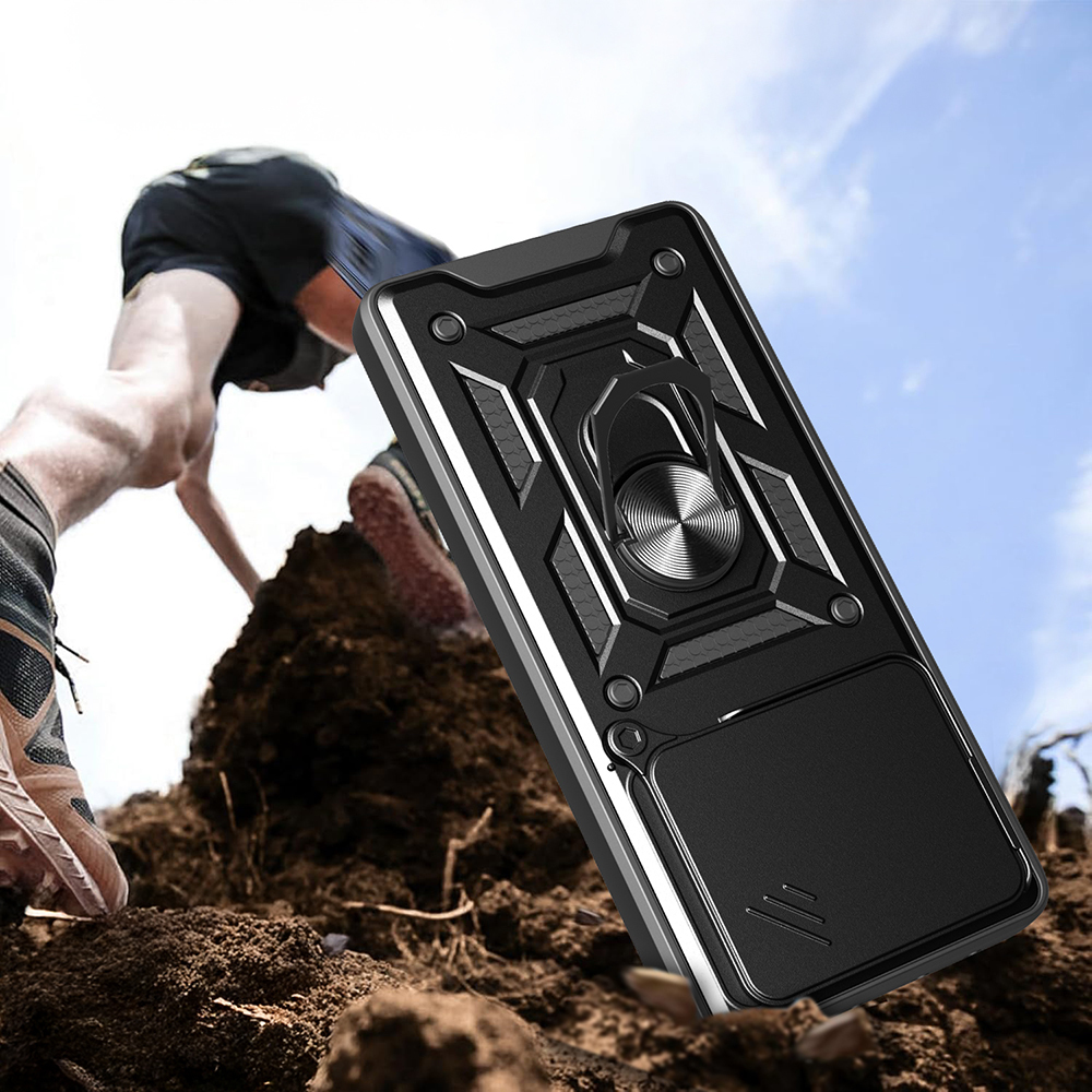 Xiaomi Redmi Note 14 Uyumlu Kılıf Magnetik Standlı Kamera Korumalı Zore Sürgülü Vega Kapak