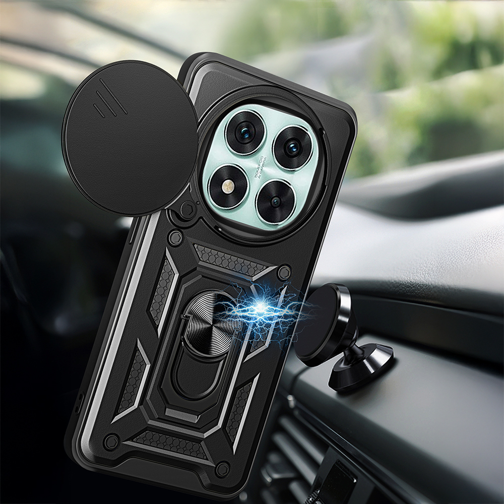 Xiaomi Poco X7 Uyumlu Kılıf Magnetik Standlı Kamera Korumalı Zore Sürgülü Vega Kapak