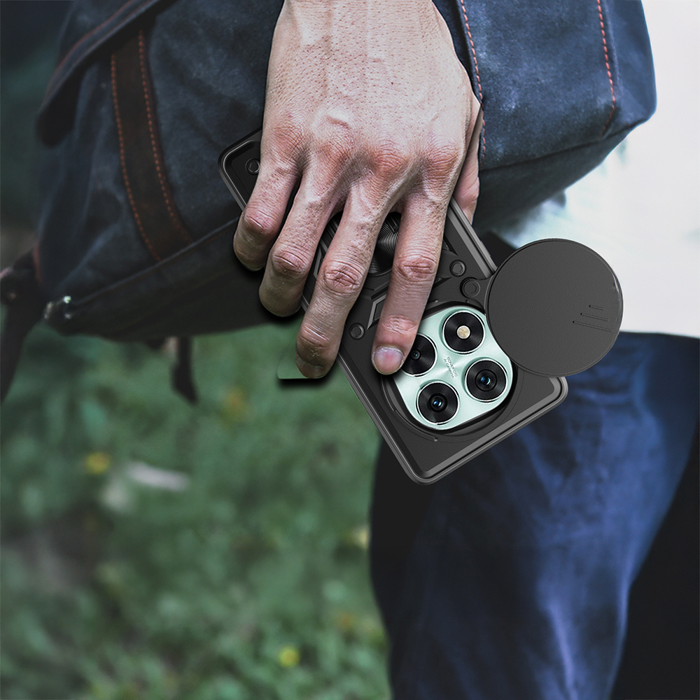 Xiaomi Poco X7 Uyumlu Kılıf Magnetik Standlı Kamera Korumalı Zore Sürgülü Vega Kapak