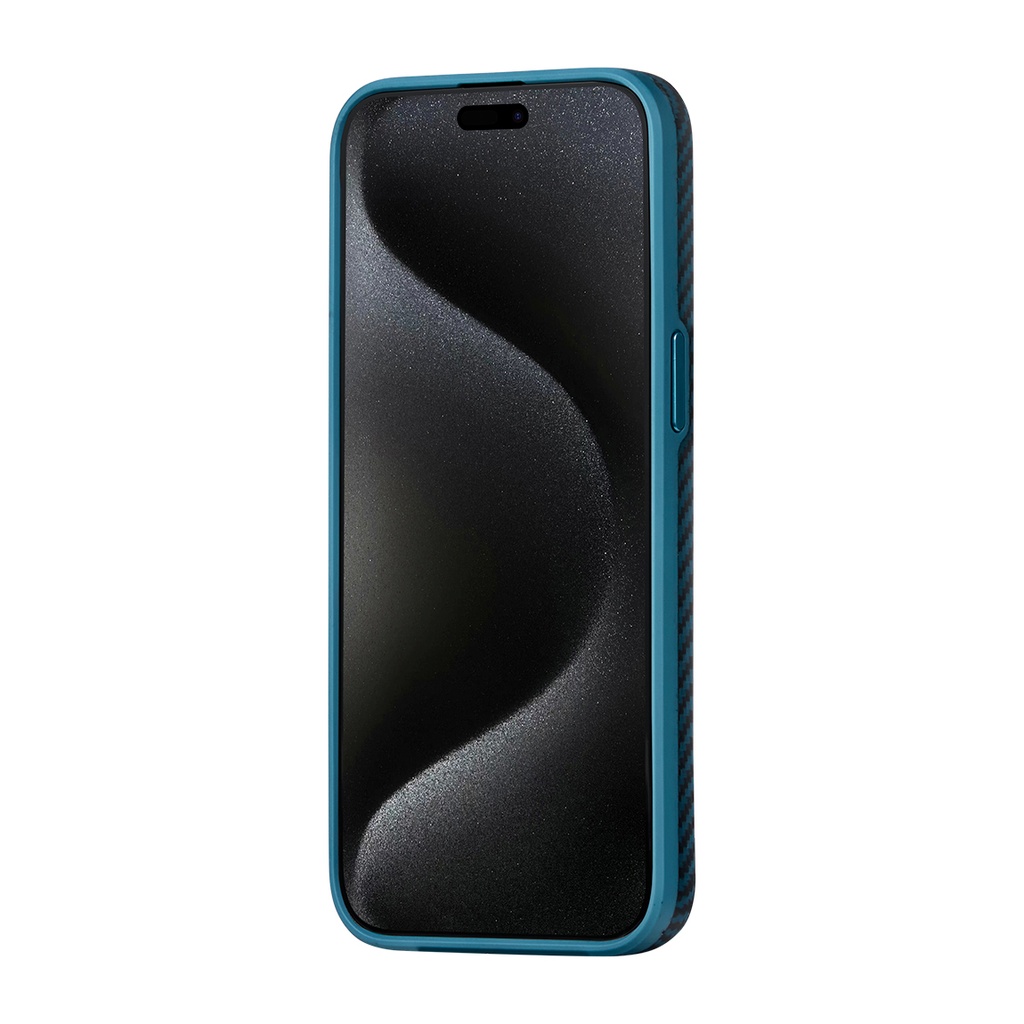 Apple iPhone 15 Pro Uyumlu Kılıf Magsafe Şarj Özellikli 1500D Aramid Fiber Pitaka Military-Grade Classic Serisi Black-Grey Twill Kapak - 22