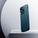 Apple iPhone 15 Pro Uyumlu Kılıf Magsafe Şarj Özellikli 1500D Aramid Fiber Pitaka Military-Grade Classic Serisi Black-Grey Twill Kapak - 31