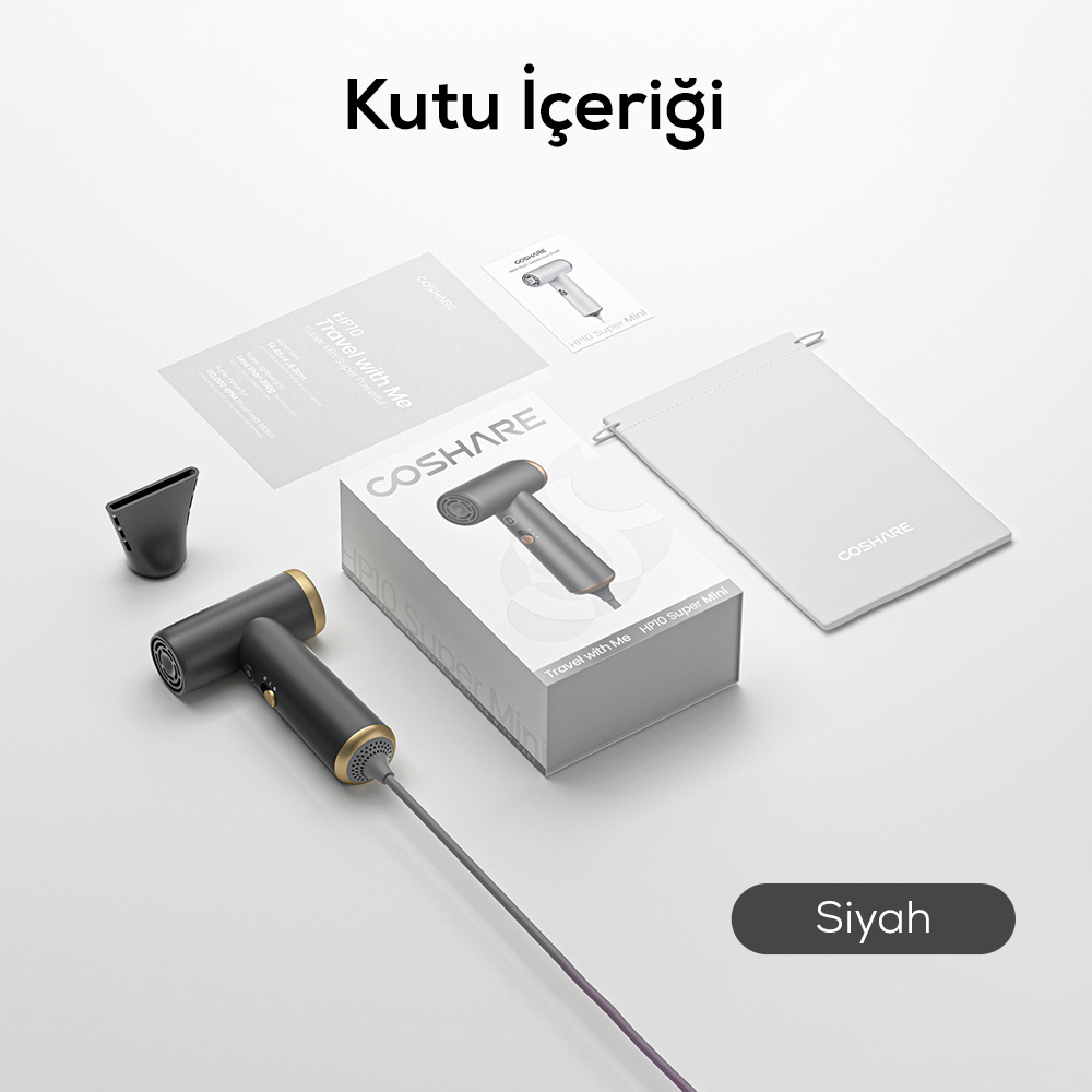 Coshare HP10E Mini Isı Dereceli LED Işıklı Saç Kurutma Fön Makinesi - 11