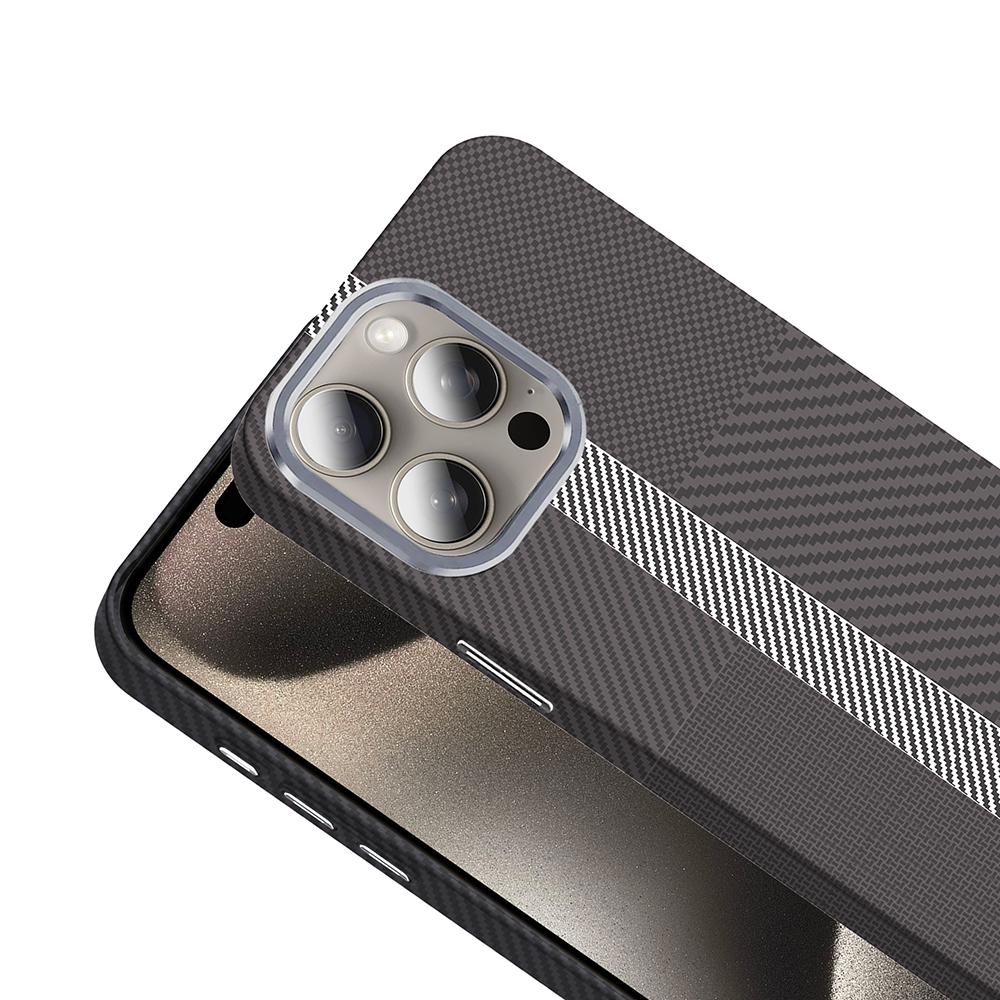 Apple iPhone 15 Pro Max Uyumlu Kılıf M-safe Şarj Özellikli Karbon Fiber Görünümlü Zore Gros Kapak - 4