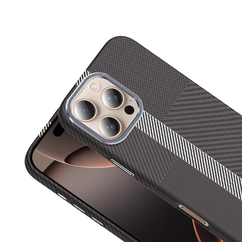 Apple iPhone 16 Pro Max Uyumlu Kılıf M-safe Şarj Özellikli Karbon Fiber Görünümlü Zore Gros Kapak - 4