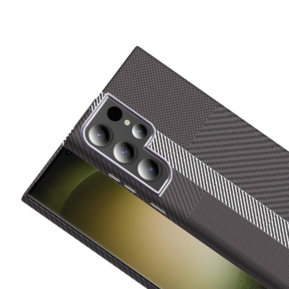 Samsung Galaxy S23 Ultra Uyumlu Kılıf M-safe Şarj Özellikli Karbon Fiber Görünümlü Zore Gros Kapak - 4