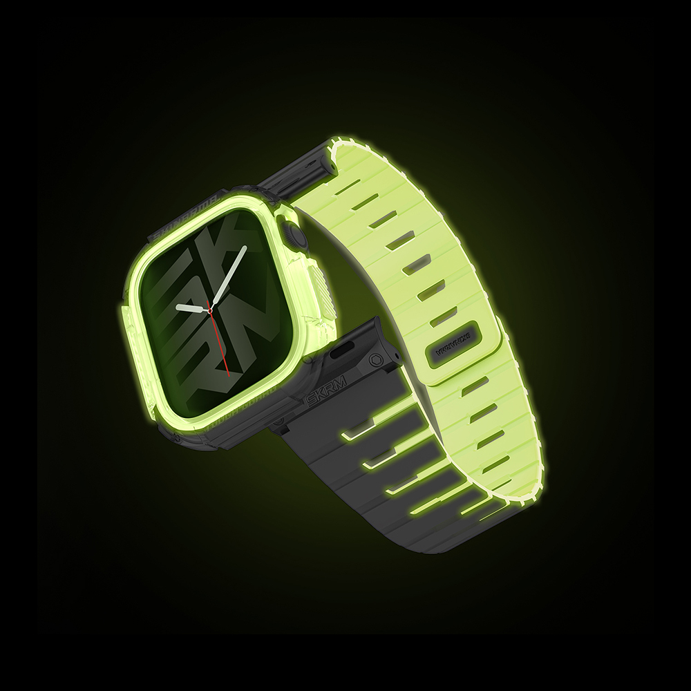 Apple Watch 10 42mm Uyumlu Skinarma Nightglow Atom TPU Kasa Koruyucu + Gemini Silikon Kordon - 3