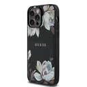 Apple iPhone 14 Pro Max Uyumlu Kılıf Guess Orjinal Lisanslı M-safe Şarj Özellikli Taneli Çiçek Tasarımlı Metal Yazı Logolu Kapak - 1