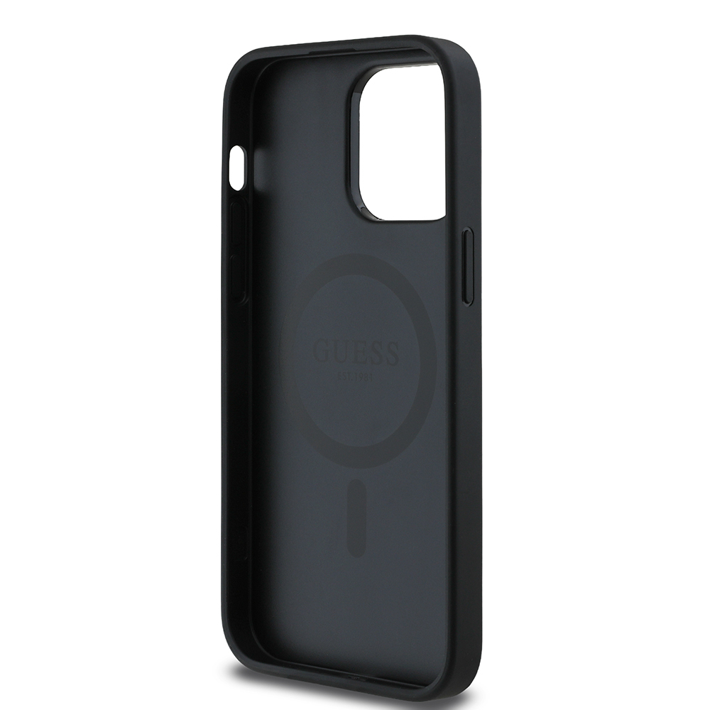 Apple iPhone 14 Pro Max Uyumlu Kılıf Guess Orjinal Lisanslı M-safe Şarj Özellikli Taneli Çiçek Tasarımlı Metal Yazı Logolu Kapak - 6