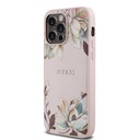 Apple iPhone 14 Pro Max Uyumlu Kılıf Guess Orjinal Lisanslı M-safe Şarj Özellikli Taneli Çiçek Tasarımlı Metal Yazı Logolu Kapak - 8