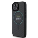 Apple iPhone 15 Uyumlu Kılıf Aston Martin Orjinal Lisanslı M-safe Şarj Özellikli Renkli Halka ve Karbon Fiber Tasarımlı Kapak - 1
