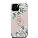 Apple iPhone 15 Uyumlu Kılıf Guess Orjinal Lisanslı Gül Baskılı Büyük Metal Logo Dizaynlı Kapak - 9