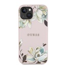 Apple iPhone 15 Uyumlu Kılıf Guess Orjinal Lisanslı M-safe Şarj Özellikli Taneli Çiçek Tasarımlı Metal Yazı Logolu Kapak - 2