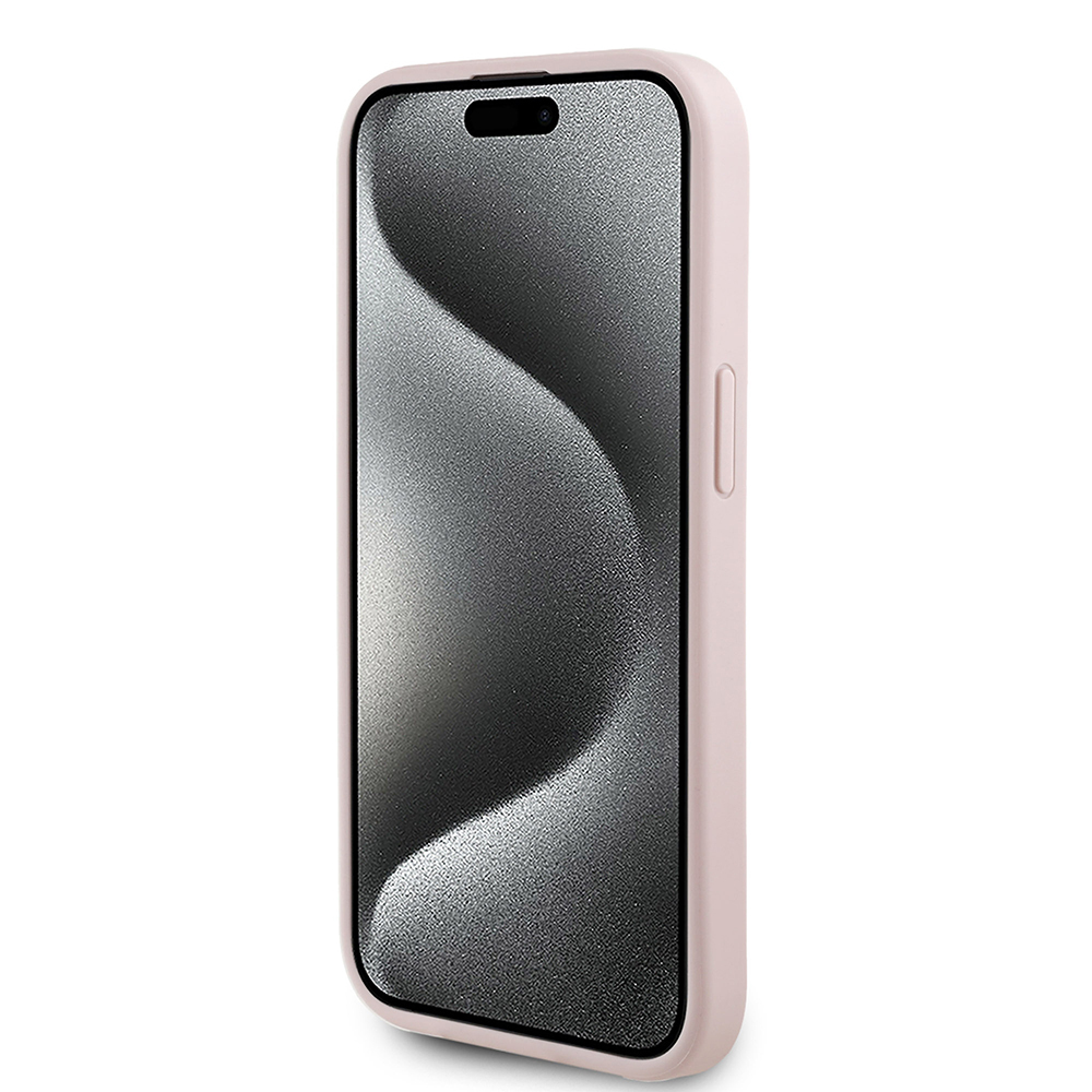 Apple iPhone 15 Uyumlu Kılıf Guess Orjinal Lisanslı M-safe Şarj Özellikli Taneli Çiçek Tasarımlı Metal Yazı Logolu Kapak - 4