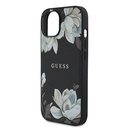 Apple iPhone 15 Uyumlu Kılıf Guess Orjinal Lisanslı M-safe Şarj Özellikli Taneli Çiçek Tasarımlı Metal Yazı Logolu Kapak - 12