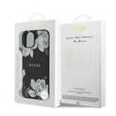 Apple iPhone 15 Uyumlu Kılıf Guess Orjinal Lisanslı M-safe Şarj Özellikli Taneli Çiçek Tasarımlı Metal Yazı Logolu Kapak - 14