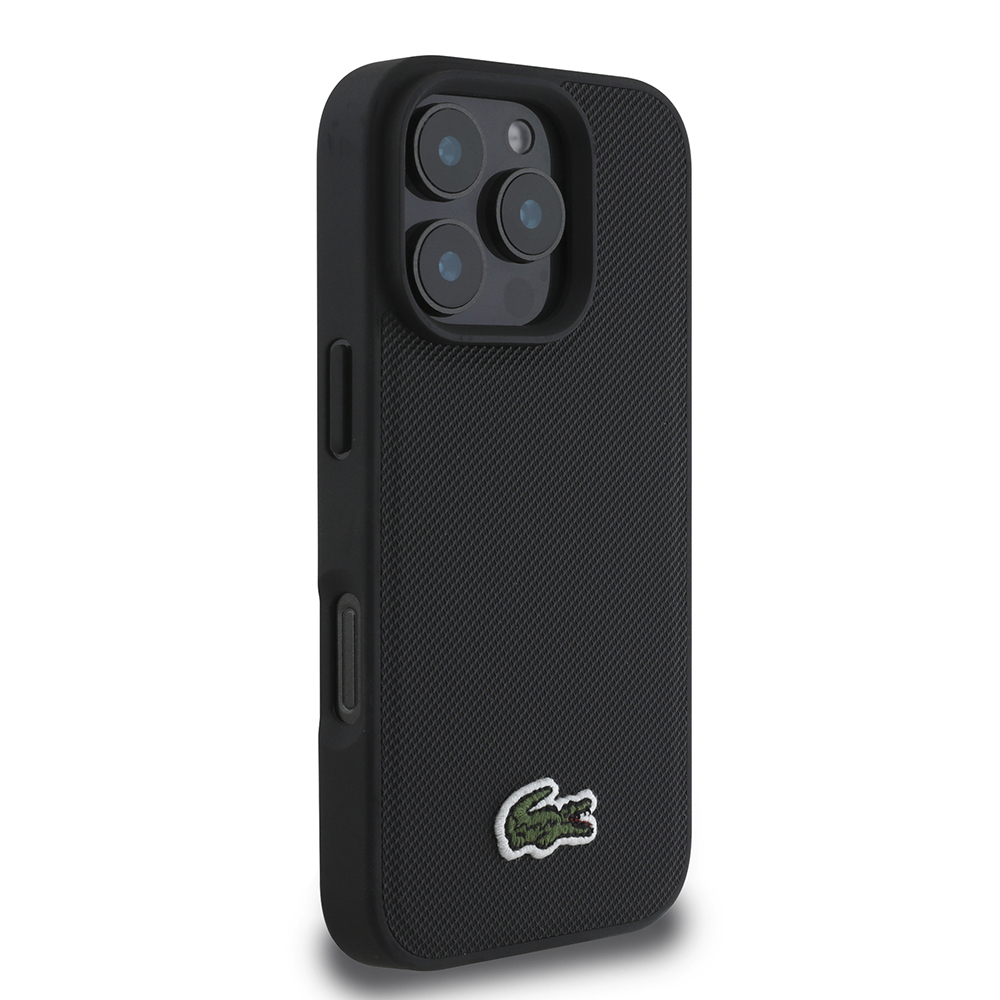 Apple iPhone 16 Pro Uyumlu Kılıf Lacoste Orjinal Lisanslı PU Pike Desenli Arka Yüzey İkonik Timsah Dokuma Logolu Kapak + Type-C Kablo 1.5m - 2