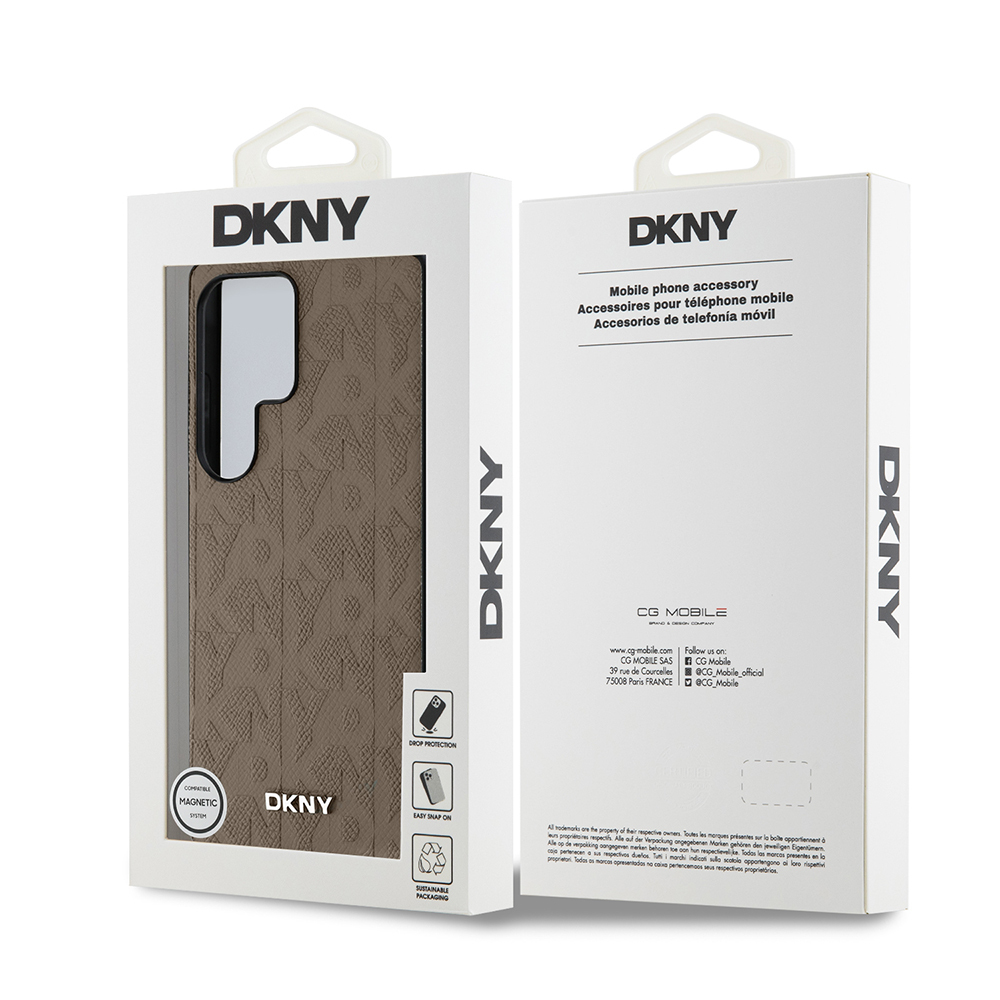 Samsung Galaxy S25 Ultra Uyumlu Kılıf DKNY Orjinal Lisanslı Magnetik PU Deri Grid Pattern Kapak - 14