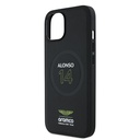 Apple iPhone 15 Uyumlu Kılıf Aston Martin Orjinal Lisanslı M-safe Şarj Özellikli PU Deri Alonso 14 Baskılı Kapak - 5