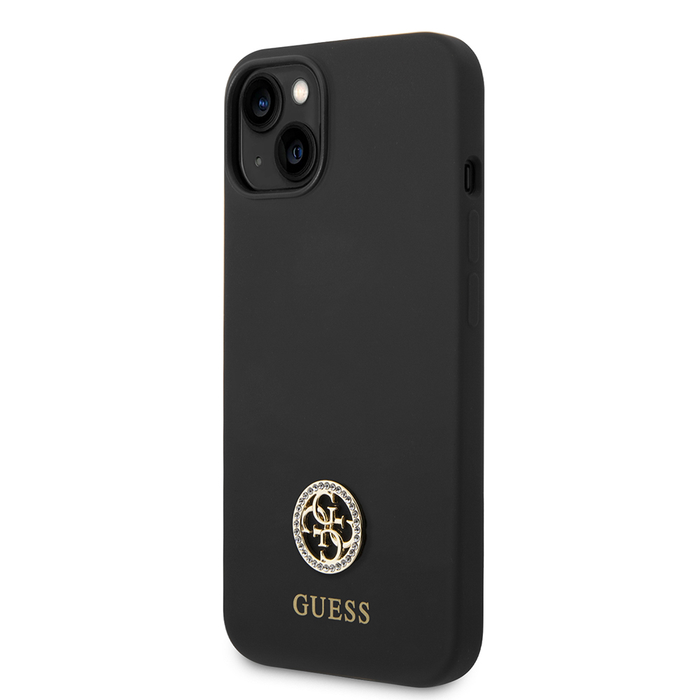 Apple iPhone 14 Uyumlu Kılıf Guess Orjinal Lisanslı Yazı ve Taşlı 4G Logolu Silikon Kapak - 1