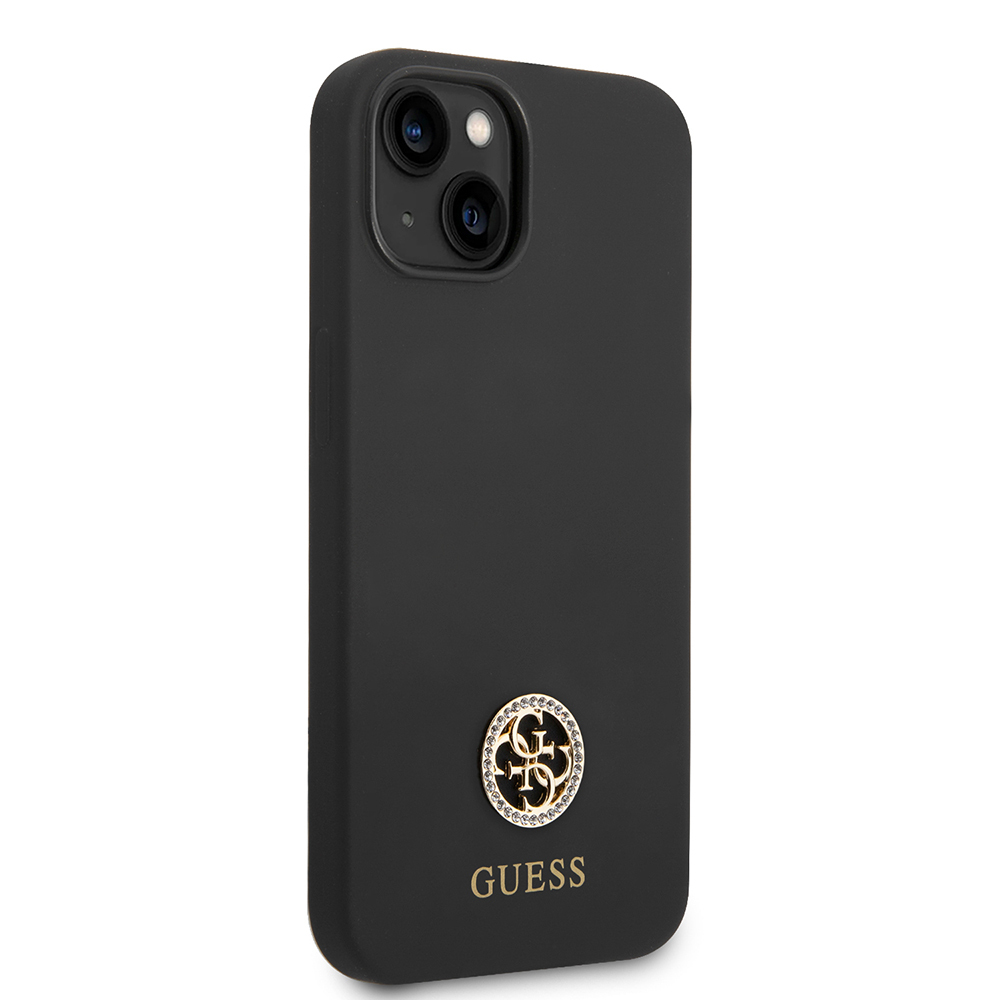 Apple iPhone 14 Uyumlu Kılıf Guess Orjinal Lisanslı Yazı ve Taşlı 4G Logolu Silikon Kapak - 3