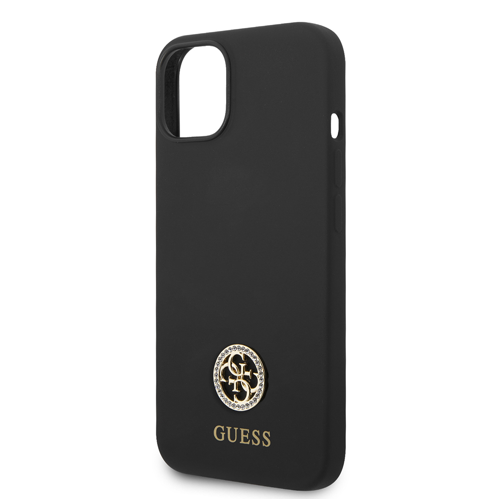 Apple iPhone 14 Uyumlu Kılıf Guess Orjinal Lisanslı Yazı ve Taşlı 4G Logolu Silikon Kapak - 5
