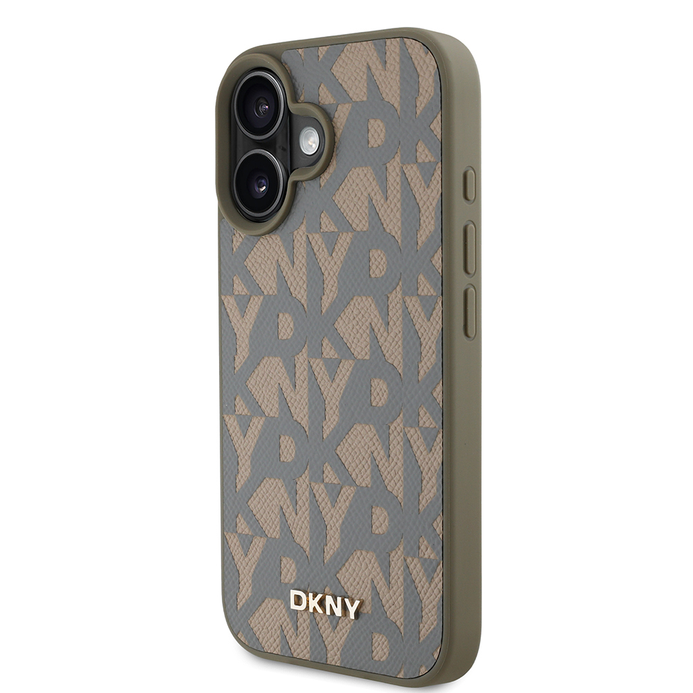 Apple iPhone 16 Uyumlu Kılıf DKNY Orjinal Lisanslı M-safe Şarj Özellikli 3D Yazılı Grid Pattern Kapak - 1
