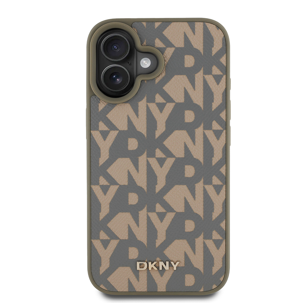 Apple iPhone 16 Uyumlu Kılıf DKNY Orjinal Lisanslı M-safe Şarj Özellikli 3D Yazılı Grid Pattern Kapak - 2