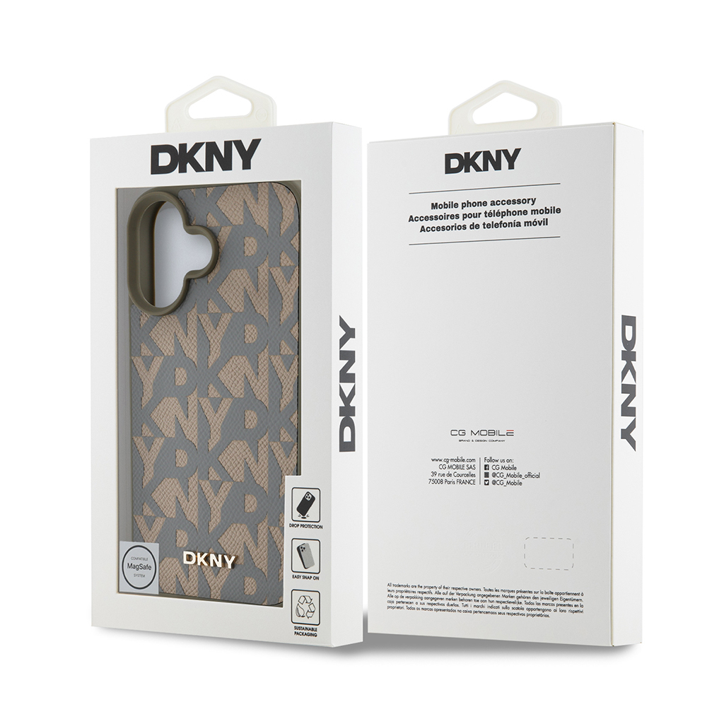 Apple iPhone 16 Uyumlu Kılıf DKNY Orjinal Lisanslı M-safe Şarj Özellikli 3D Yazılı Grid Pattern Kapak - 7