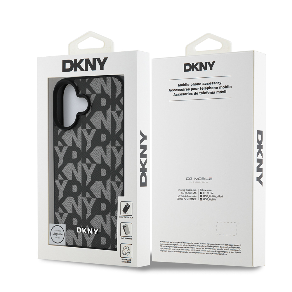 Apple iPhone 16 Uyumlu Kılıf DKNY Orjinal Lisanslı M-safe Şarj Özellikli 3D Yazılı Grid Pattern Kapak - 14