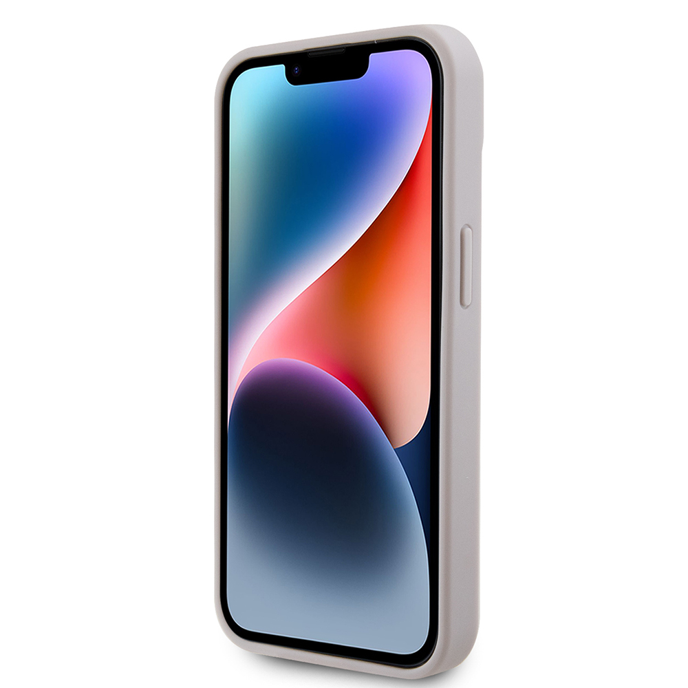 Apple iPhone 15 Uyumlu Kılıf Guess Orjinal Lisanslı PU Deri Taşlı Metal Üçgen Logolu Çapraz Vücut Askılı 4G Desenli Kapak - 4