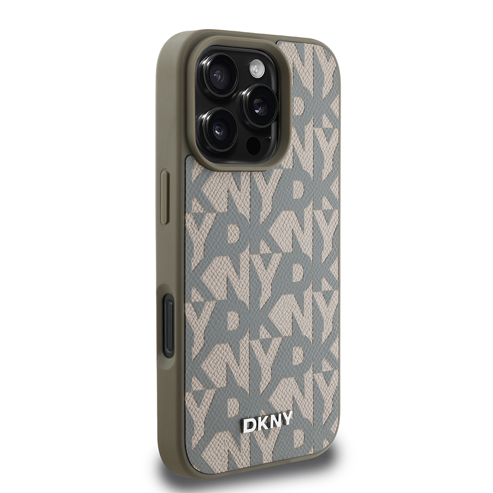 Apple iPhone 16 Pro Max Uyumlu Kılıf DKNY Orjinal Lisanslı M-safe Şarj Özellikli 3D Yazılı Grid Pattern Kapak - 3