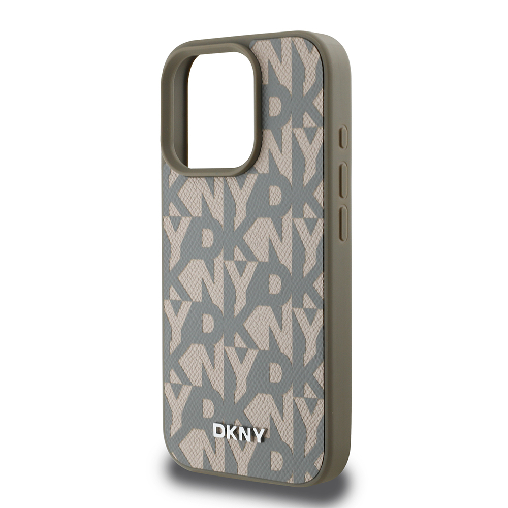 Apple iPhone 16 Pro Max Uyumlu Kılıf DKNY Orjinal Lisanslı M-safe Şarj Özellikli 3D Yazılı Grid Pattern Kapak - 5