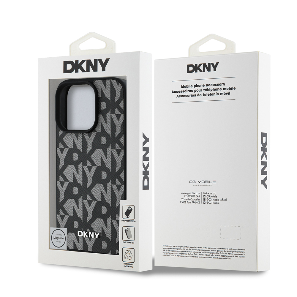 Apple iPhone 16 Pro Max Uyumlu Kılıf DKNY Orjinal Lisanslı M-safe Şarj Özellikli 3D Yazılı Grid Pattern Kapak - 14
