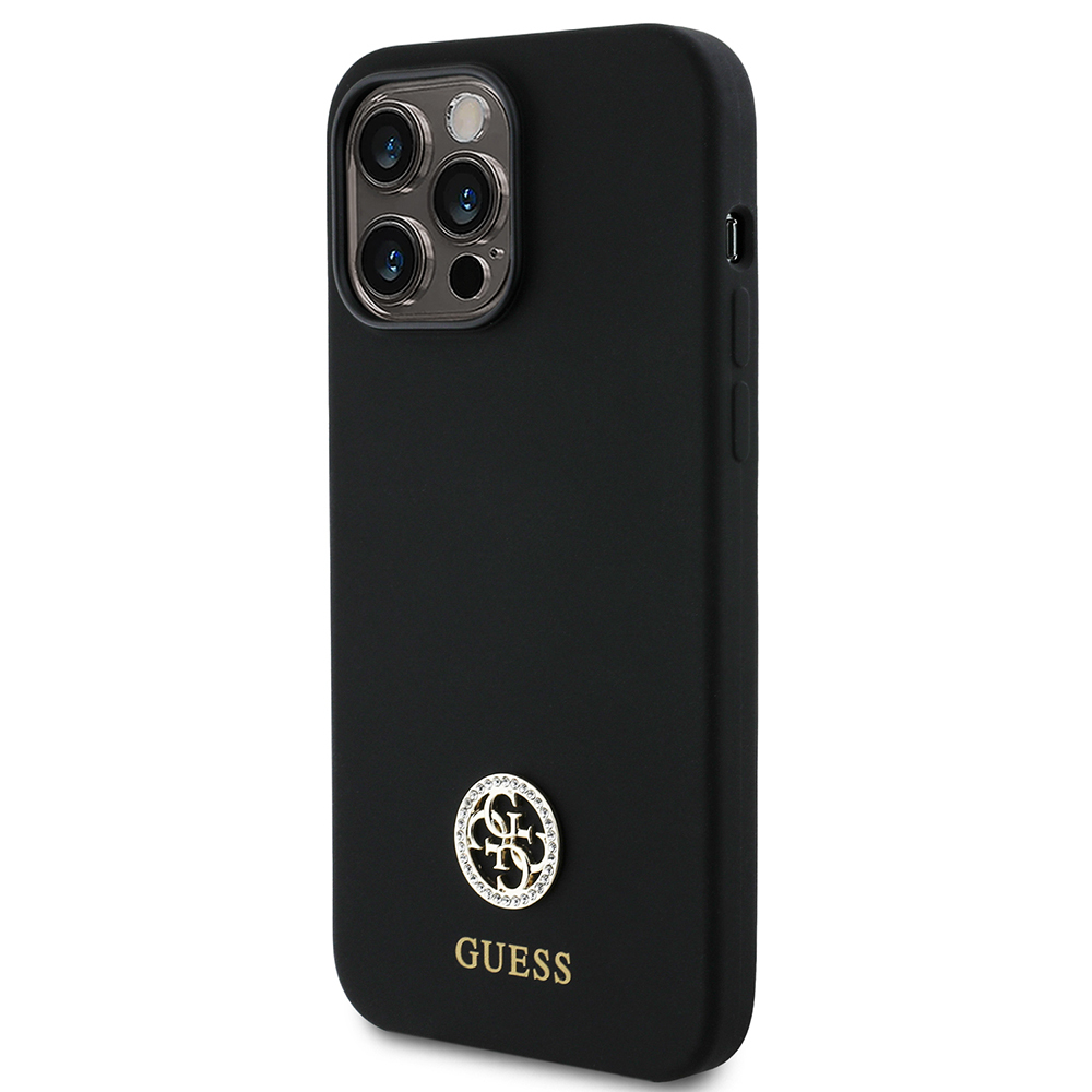 Apple iPhone 14 Pro Max Uyumlu Kılıf Guess Orjinal Lisanslı Yazı ve Taşlı 4G Logolu Silikon Kapak - 1