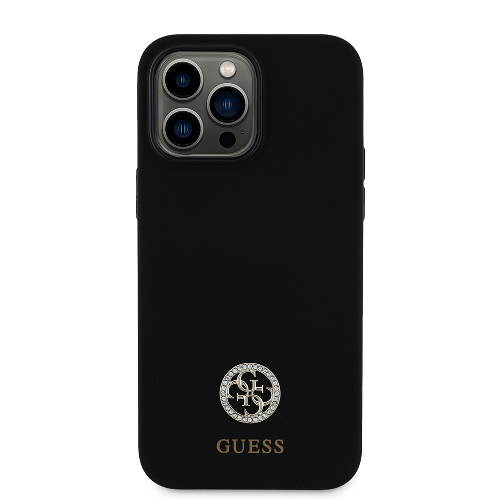 Apple iPhone 14 Pro Max Uyumlu Kılıf Guess Orjinal Lisanslı Yazı ve Taşlı 4G Logolu Silikon Kapak - 2