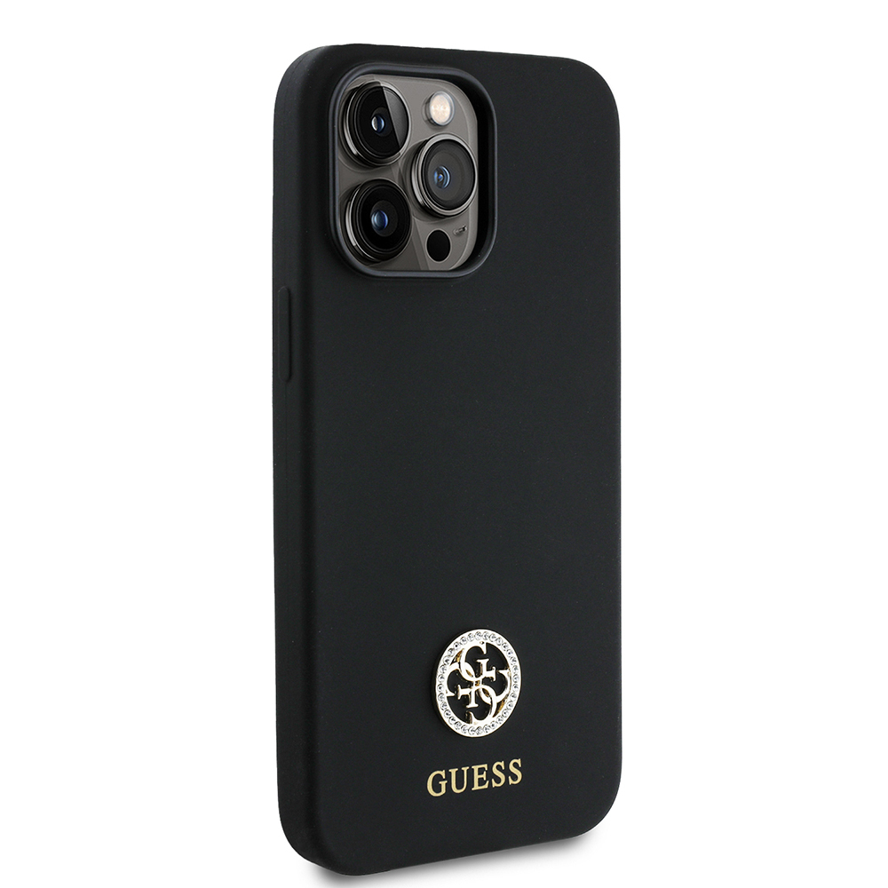 Apple iPhone 14 Pro Max Uyumlu Kılıf Guess Orjinal Lisanslı Yazı ve Taşlı 4G Logolu Silikon Kapak - 3