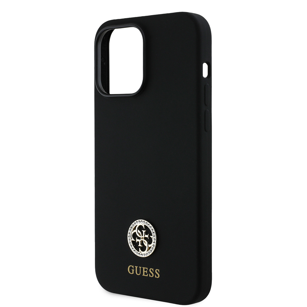 Apple iPhone 14 Pro Max Uyumlu Kılıf Guess Orjinal Lisanslı Yazı ve Taşlı 4G Logolu Silikon Kapak - 5
