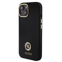 Apple iPhone 15 Uyumlu Kılıf Guess Orjinal Lisanslı Yazı ve Taşlı 4G Logolu Metal Kamera Çerçeveli Silikon Kapak - 1
