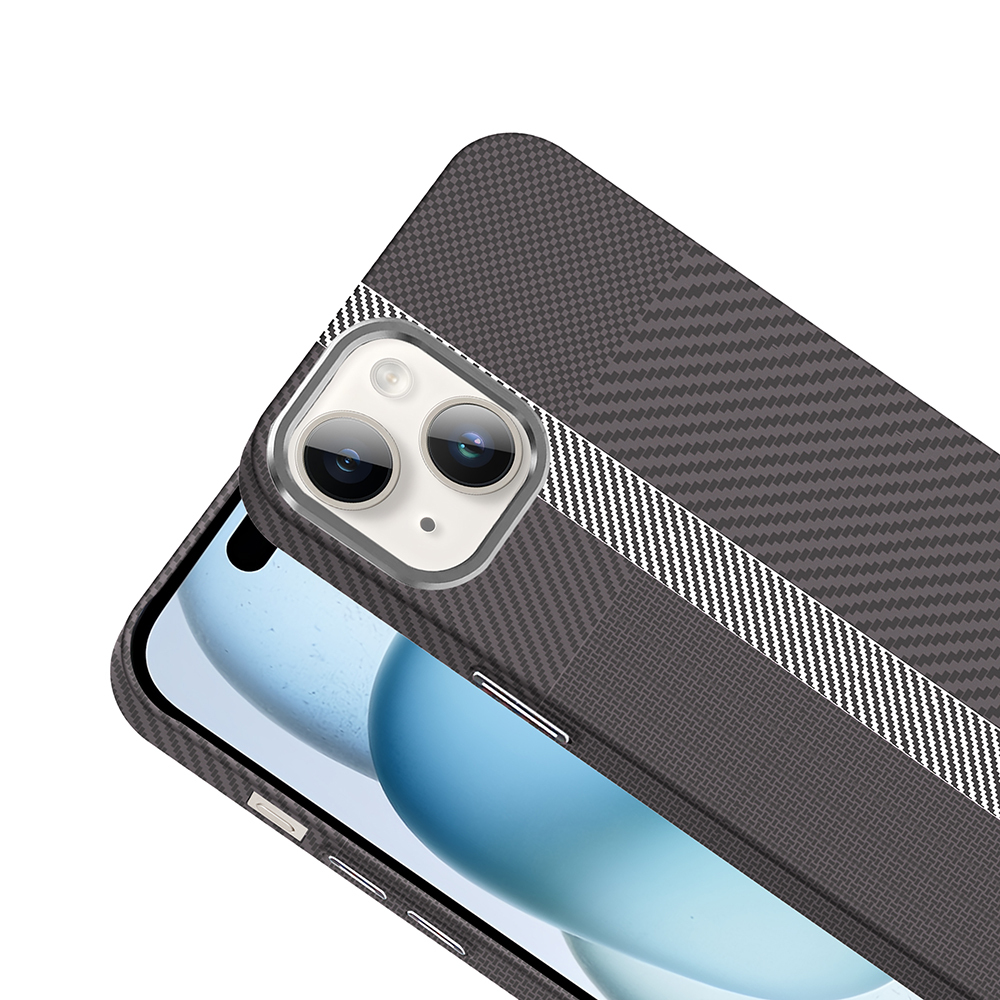 Apple iPhone 13 Uyumlu Kılıf M-safe Şarj Özellikli Karbon Fiber Görünümlü Zore Gros Kapak - 12
