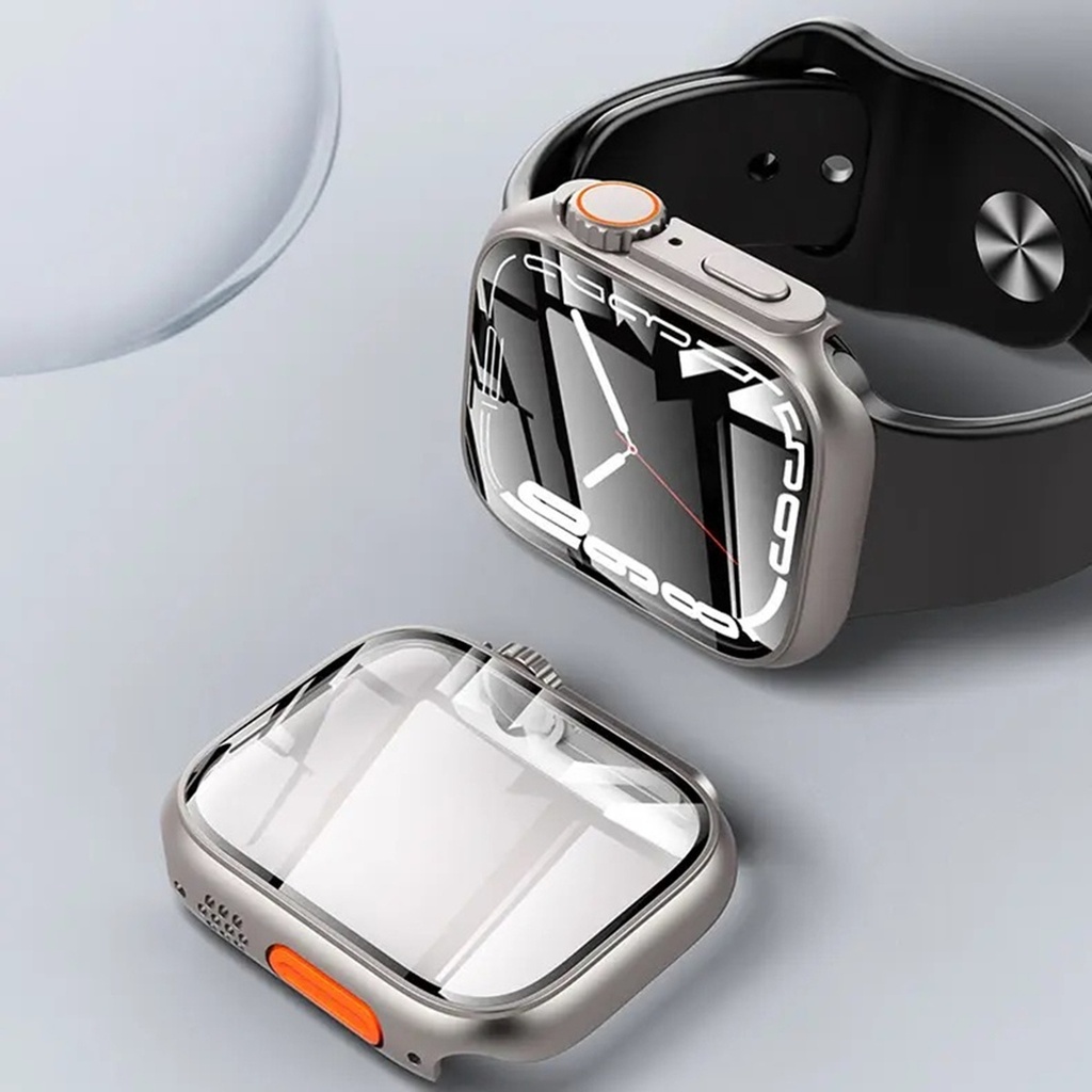Apple Watch 45 Mm - Watch Ultra 49 Mm Uyumlu Dönüştürücü Kasa & Ekran Koruyucu Tam Koruma Kapak