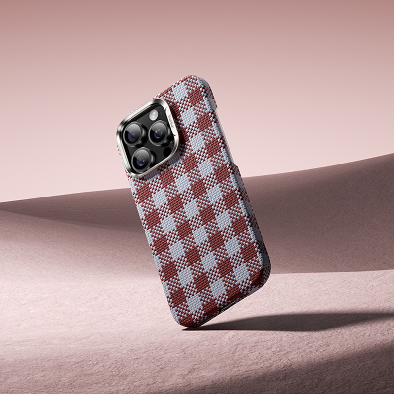 Apple iPhone 15 Pro Max Uyumlu Kılıf M-safe Şarj Özellikli Ekose Tasarımlı Benks ArmorVichy Kevlar Kapak - 9