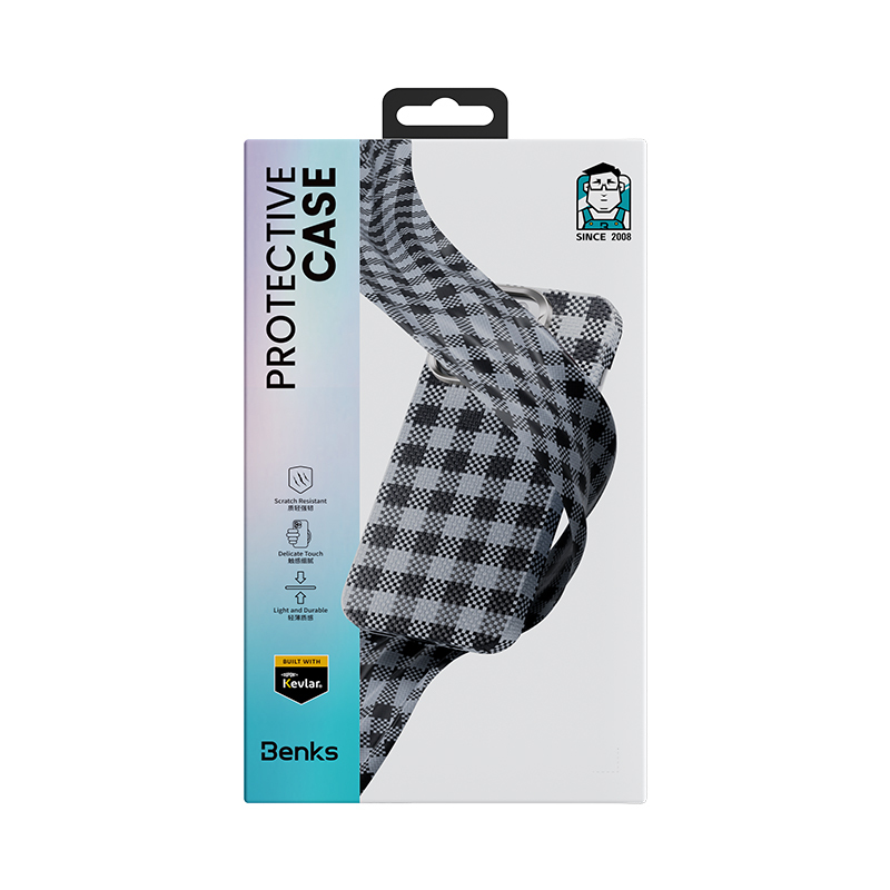 Apple iPhone 16 Pro Uyumlu Kılıf M-safe Şarj Özellikli Ekose Tasarımlı Benks ArmorVichy Kevlar Kapak - 11