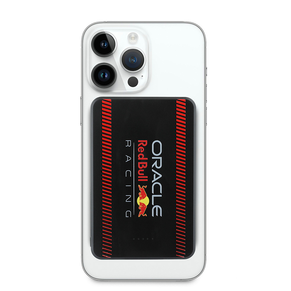 Redbull Orjinal Lisanslı M-safe Şarj Özellikli Dijital LED Göstergeli Kırmızı Şeritli Powerbank 5000mAh 15W - 1