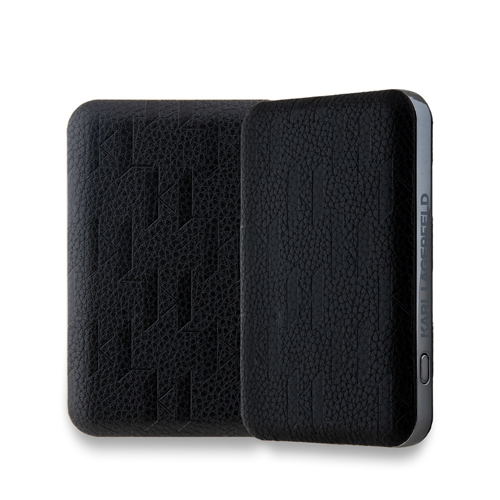 Karl Lagerfeld Orjinal Lisanslı M-safe Şarj Özellikli Led Işık Göstergeli Metal Logolu PU Deri Powerbank 5000mAh - 2