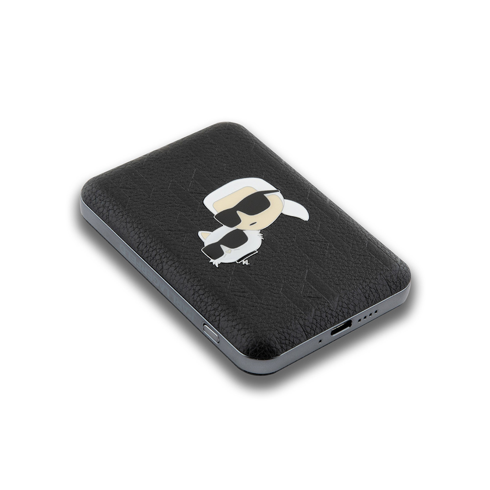 Karl Lagerfeld Orjinal Lisanslı M-safe Şarj Özellikli Led Işık Göstergeli Metal Logolu PU Deri Powerbank 5000mAh - 3