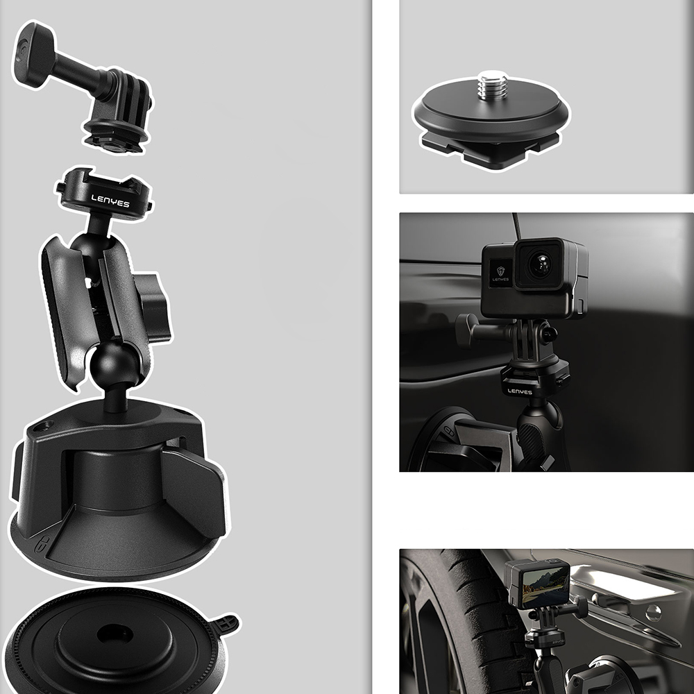 Lenyes LCT102 Teleskopik Vantuzlu Tasarım Aksiyon Kamera Tutucu - 3