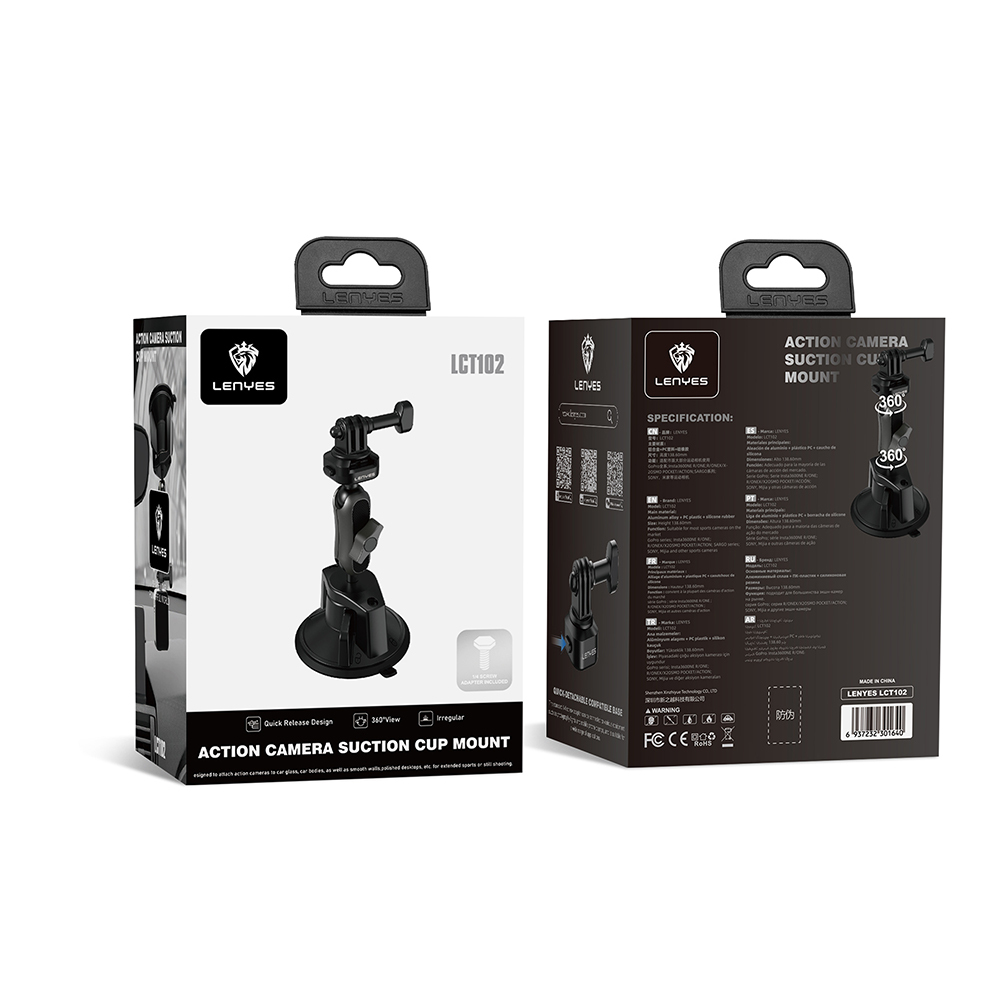 Lenyes LCT102 Teleskopik Vantuzlu Tasarım Aksiyon Kamera Tutucu - 8